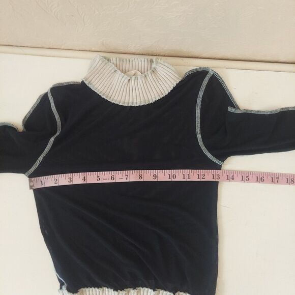 Gilded Intent Black/Beige Mesh Top With Knit Trimocl Neck (Estimated) Sz XS - Picture 7 of 10